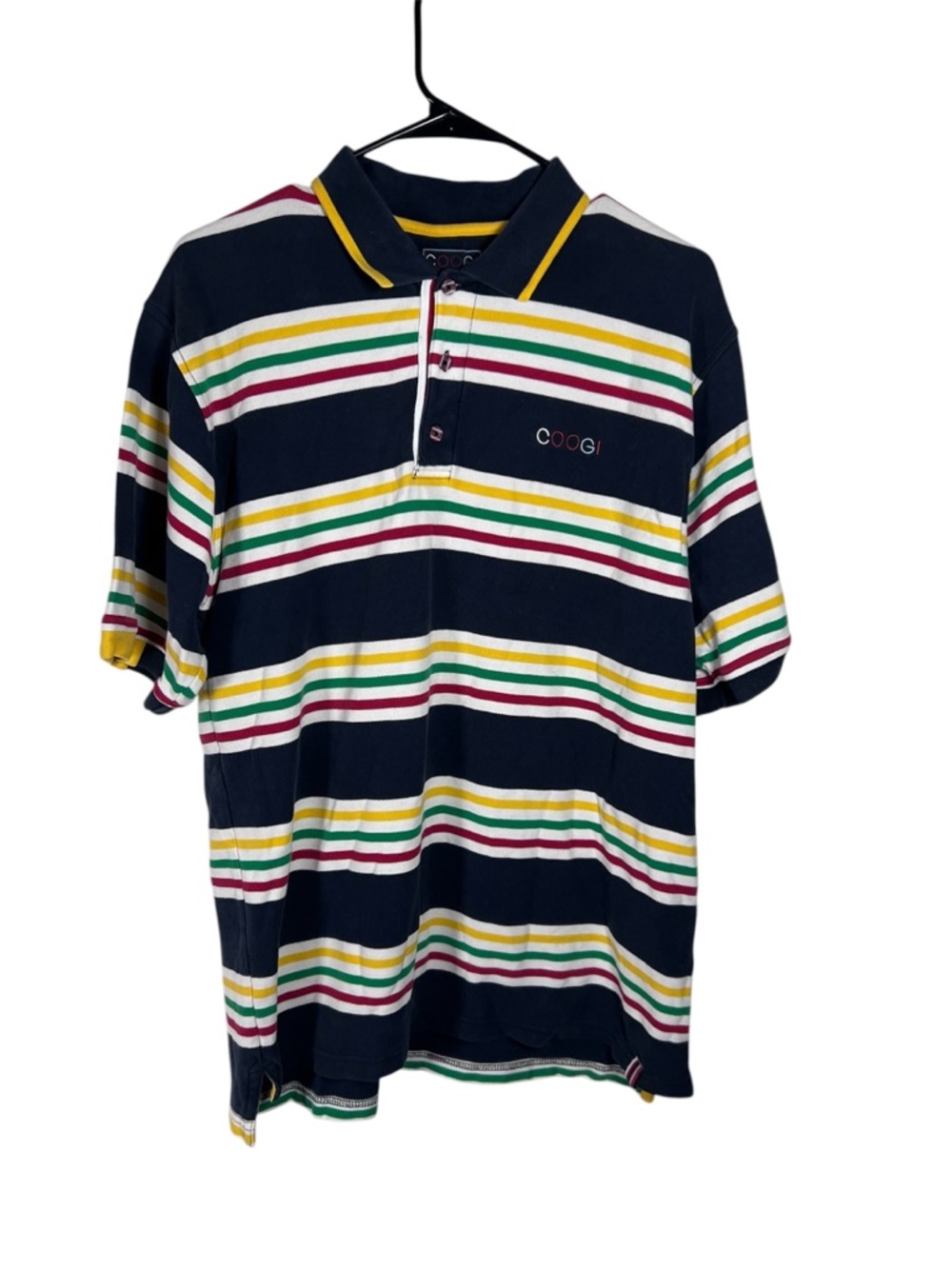 COOGI Multicolor Striped Cotton Polo Shirt Size L